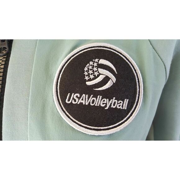 Adidas FK1035 Women's Sz Large USA Volleyball Green Varsity Bomber Jacket $100+ - Picture 2 of 11